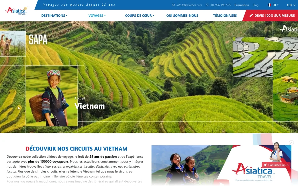 Capture de la page des circuits au Vietnam d'Asiatica Travel